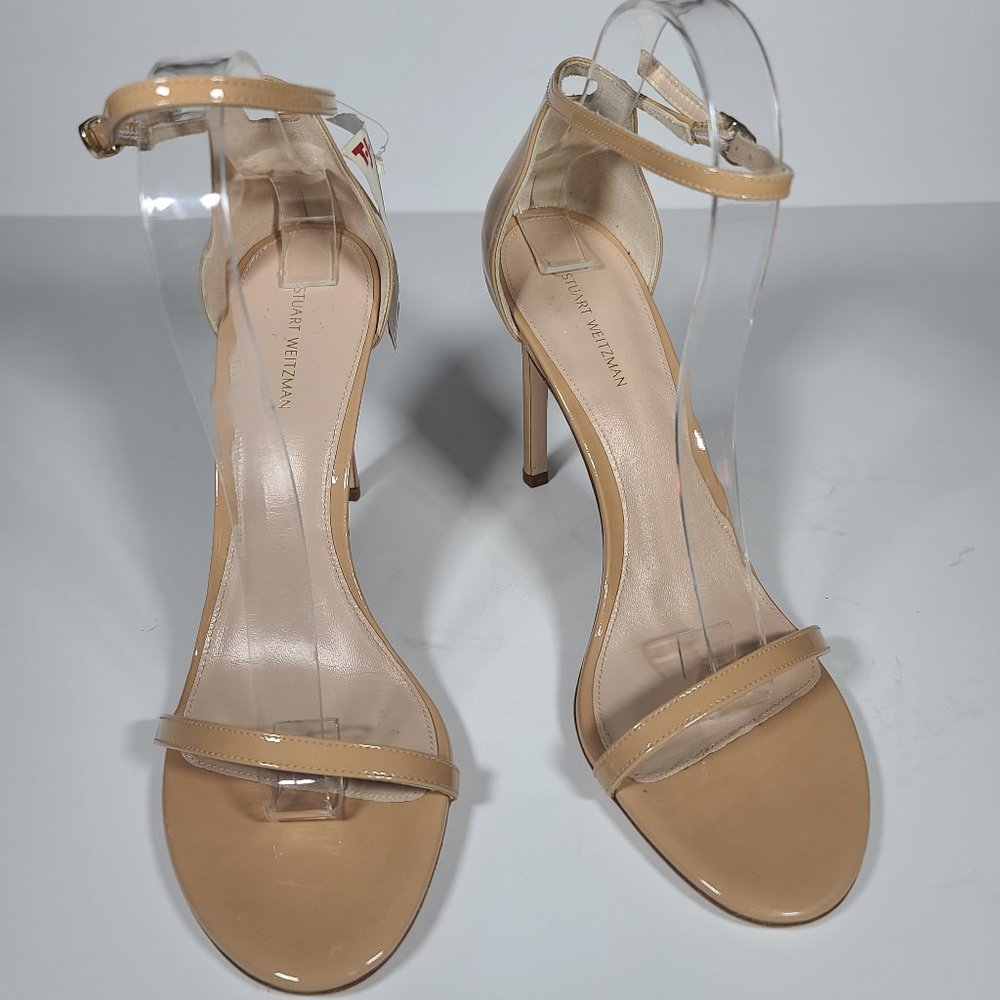 STUART WEITZMAN Nudistsong Patent Ankle-Wrap High Heel Sandals - NWT